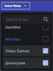 Selection of Roles to view the server as