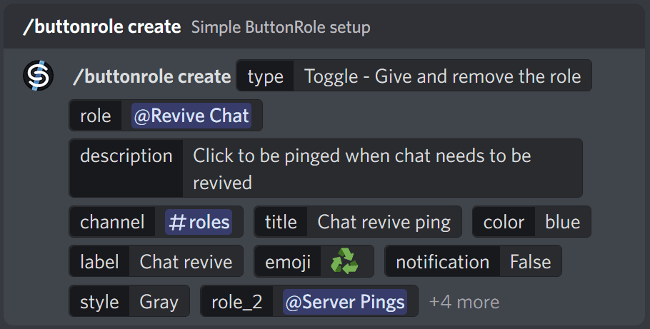 Filled out ButtonRole creation command