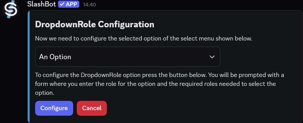 DropdownRoles Configuration